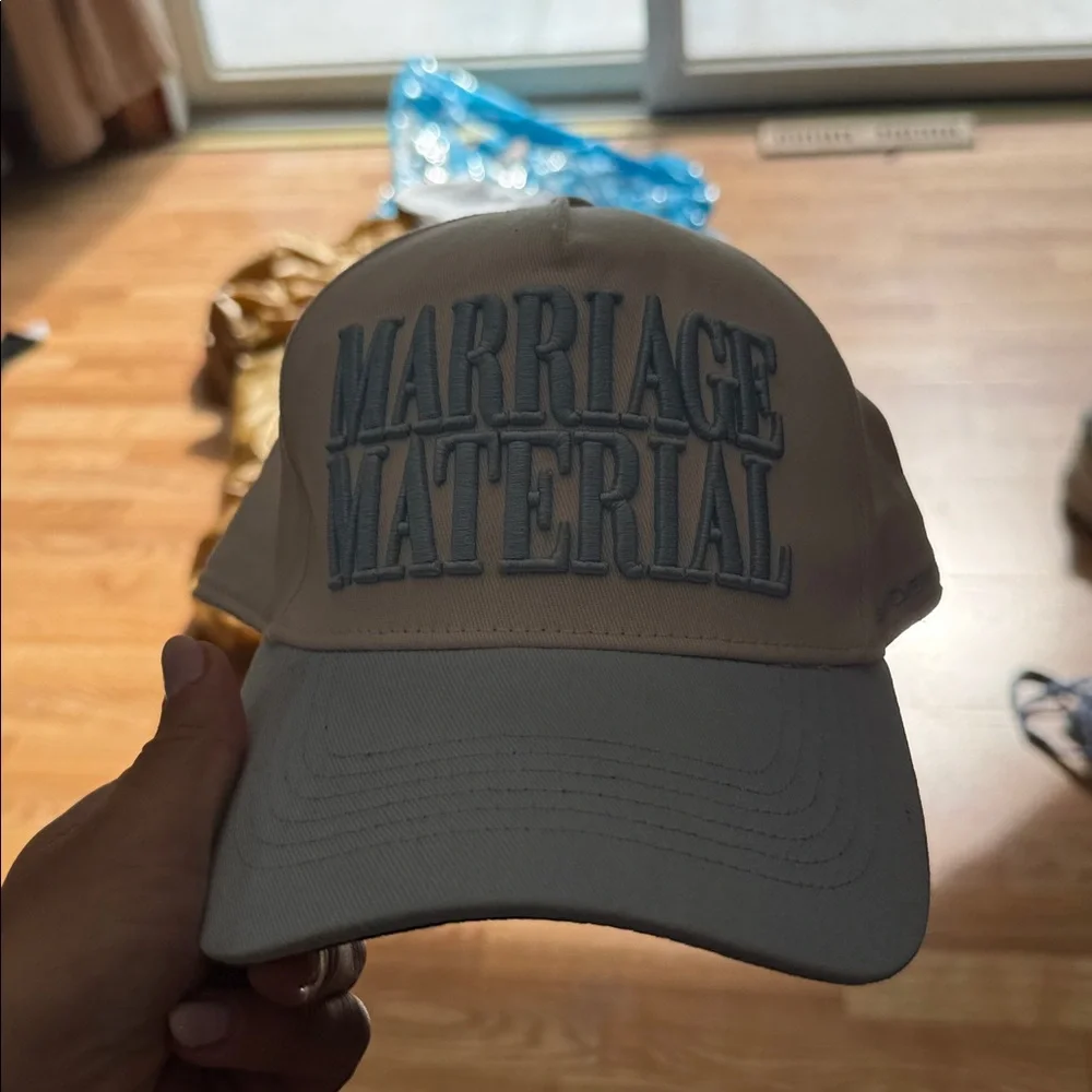 Marriage Material Two-Tone Baseball Cap - Blue & Cream